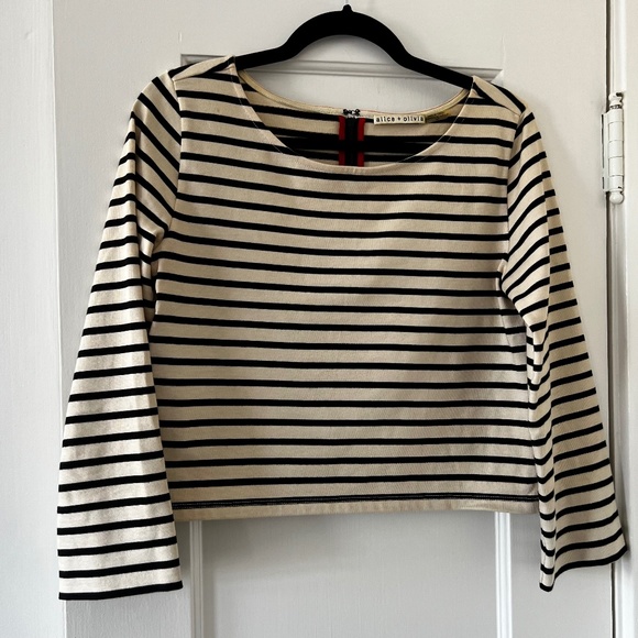 Alice + Olivia Stripped Crop Top - Picture 1 of 4